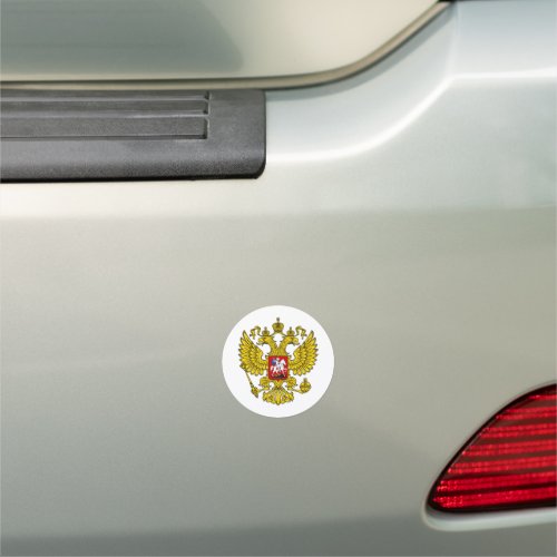 Yellow Russian Imperial Double Headed Eagle Emblem Car Magnet