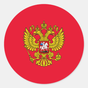 Yellow Russian Imperial Double Headed Eagle Emblem Classic Round Sticker