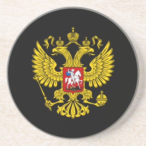 Yellow Russian Imperial Double Headed Eagle Emblem Coaster