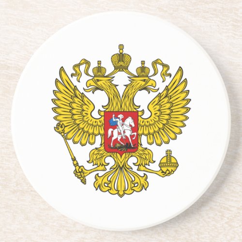 Yellow Russian Imperial Double Headed Eagle Emblem Coaster