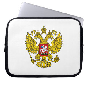 Yellow Russian Imperial Double Headed Eagle Emblem Laptop Sleeve
