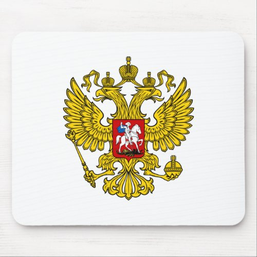 Yellow Russian Imperial Double Headed Eagle Emblem Mouse Pad