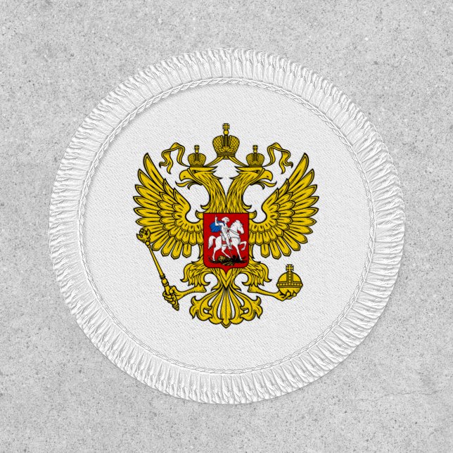 Yellow Russian Imperial Double Headed Eagle Emblem Patch (Front)