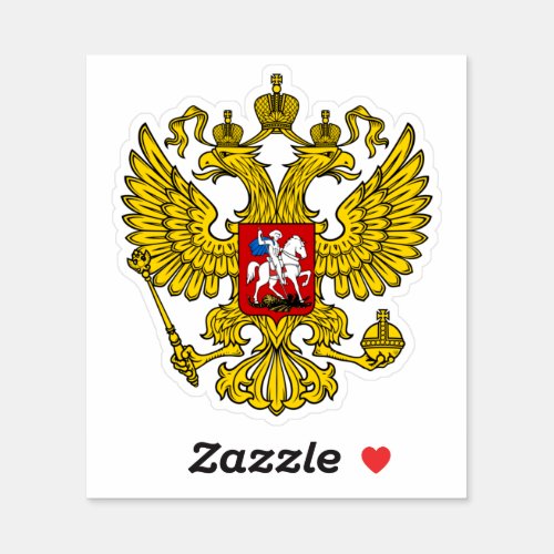 Yellow Russian Imperial Double Headed Eagle Emblem Sticker