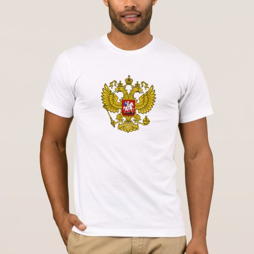 Yellow Russian Imperial Double Headed Eagle Emblem T_Shirt