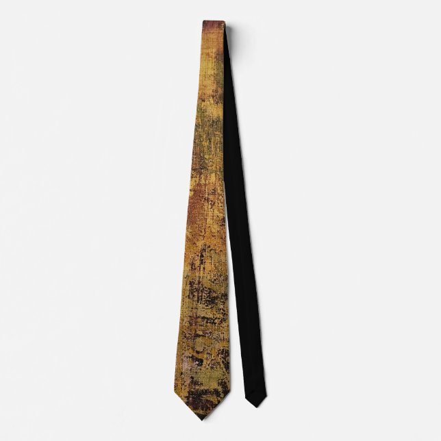 Yellow Rust Texture, A Gel Print Abstract Neck Tie (Front)