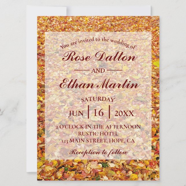 Yellow Rustic Autumn Wedding Invitations (Front)