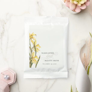 Yellow Rustic Daffodil Floral Watercolor Wedding Lemonade Drink Mix
