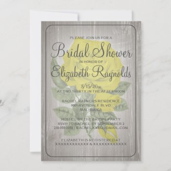 Yellow Rustic Floral Bridal Shower Invitations by topinvitations at Zazzle