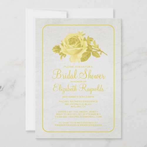 Yellow Rustic Floral/Flower Bridal Shower Invites