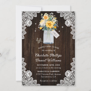 Yellow Rustic Floral Wedding Invitation