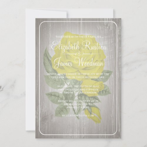 Yellow Rustic Floral Wedding Invitations