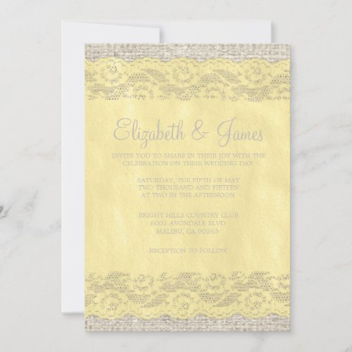 Yellow Rustic Lace Wedding Invitations