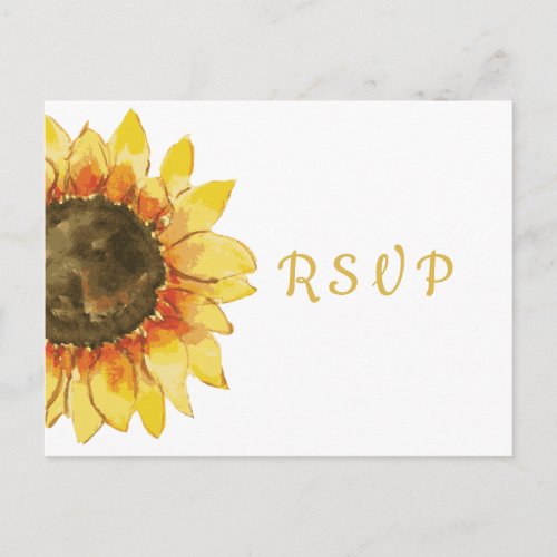 Yellow rustic sunflower Country wedding RSVP Invitation Postcard