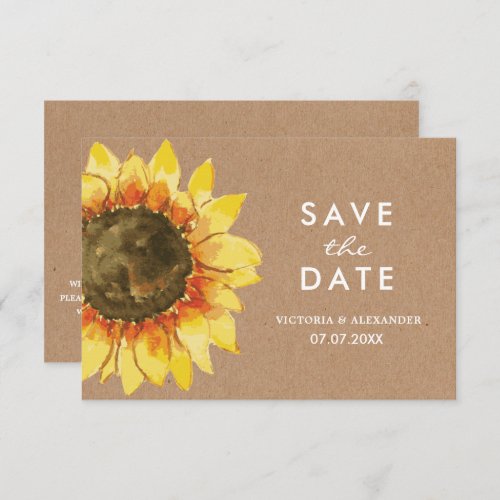 Yellow Rustic sunflower Postcard save the date