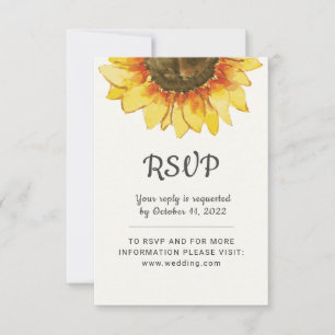 Yellow Rustic sunflower. Wedding RSVP