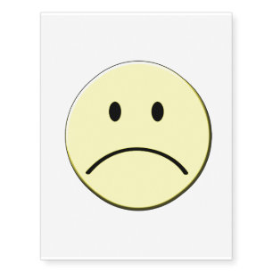 Yellow Sad Face Emoji Temporary Tattoos