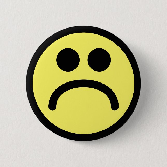 Yellow Sad Face Pinback Button (Front)
