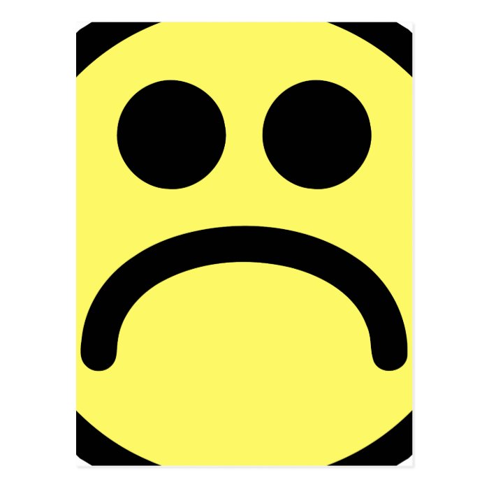 Yellow Sad Smiley Face Post Cards