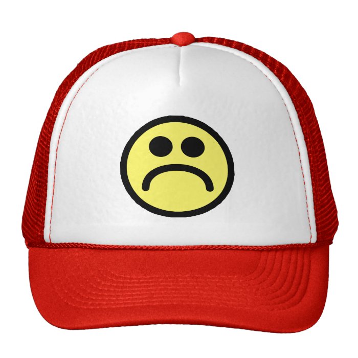 Yellow Sad Smiley Face Trucker Hats