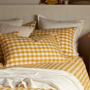 Yellow Saffron Mustard Gingham cottage core style Pillow Case