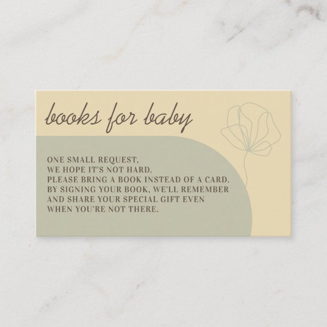 Yellow Sage Botanical Simple Boho Books Enclosure Card