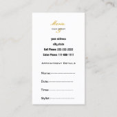yellow Salon business cards with appointment on ba (Back)