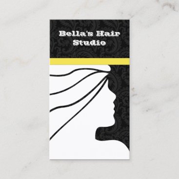 yellow Salon business cards with appointment on ba