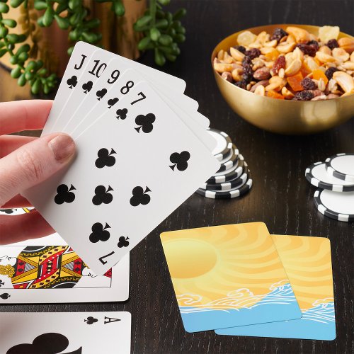 Yellow Sand And Ocean Poker Cards