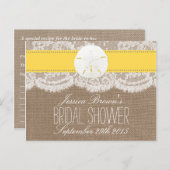 Yellow Sand Dollar Beach Bridal Shower Recipe Card (Front/Back)