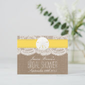 Yellow Sand Dollar Beach Bridal Shower Recipe Card (Standing Front)