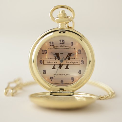 Yellow sand on beach for Happy Retirement Pocket Watch
