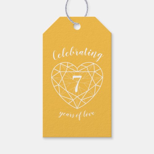 Yellow Sapphire 7th wedding anniversary heart Gift Tags