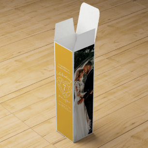 Yellow sapphire anniversary 7 years custom photo wine box