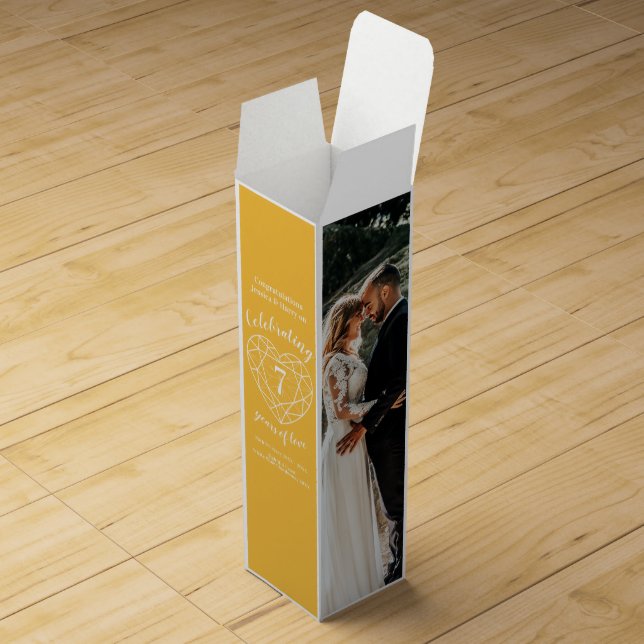 Yellow sapphire anniversary 7 years custom photo wine box (Opened)