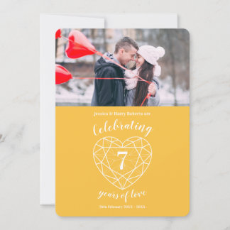 Yellow sapphire Anniversary 7 years photo party Invitation