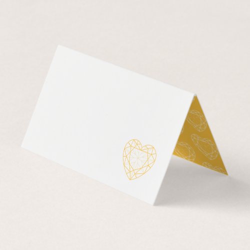 Yellow sapphire heart gem line art guest place card