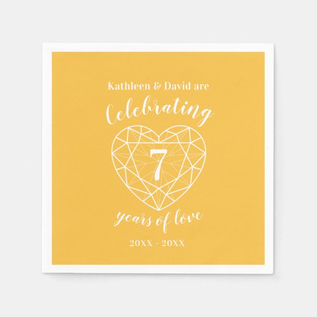 Yellow sapphire wedding anniversary 7 years napkins (Front)