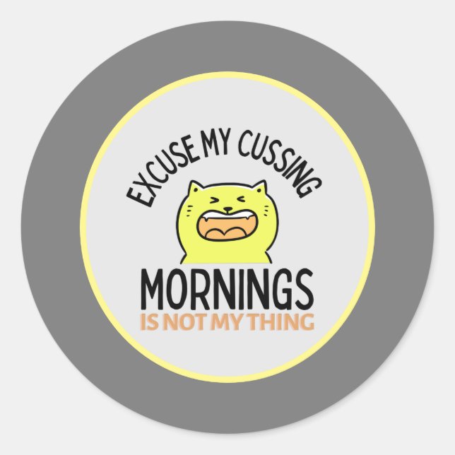 Yellow Sarcastic Funny Cat | Zazzle Classic Round Sticker (Front)