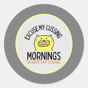 Yellow Sarcastic Funny Cat Zazzle Classic Round Sticker