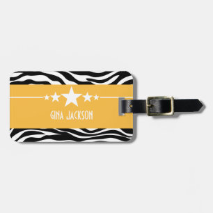 Yellow Sassy Star Zebra Luggage Tag