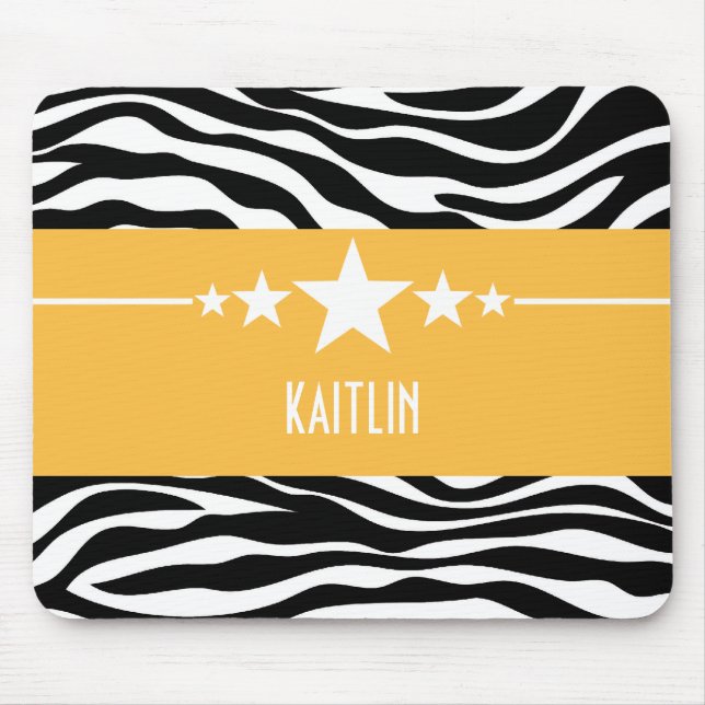 Yellow Sassy Star Zebra Mousepad (Front)