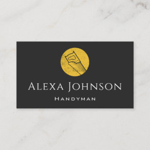 Yellow Saw Grunge Logo Handyman Tool Carpentry Business Card