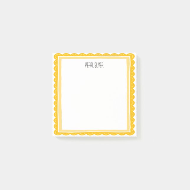 Yellow Scallop CUSTOM Chic Monogram Personalized Post-it Notes (Front)