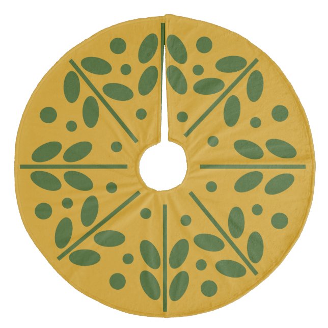 Yellow Scandinavian Folk Art Christmas Tree Skirt (Front)