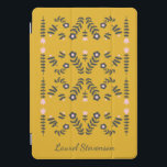 Yellow Scandinavian Folk Flower Personalized<br><div class="desc">Modern Scandinavian style folk flower drawing in yellow,  pink,  and gray,  personalized with your name.</div>