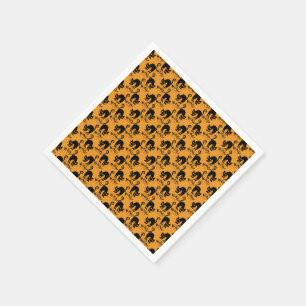 Yellow scared cat pattern napkins