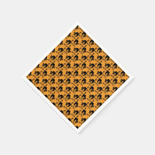 Yellow scared cat pattern napkins (Corner)