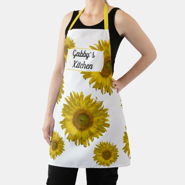 Yellow Scattered Sunflowers All-Over Print Apron (Insitu)