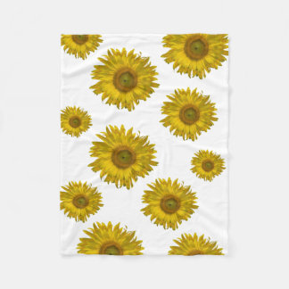 Yellow Scattered Sunflowers Fleece Blanket